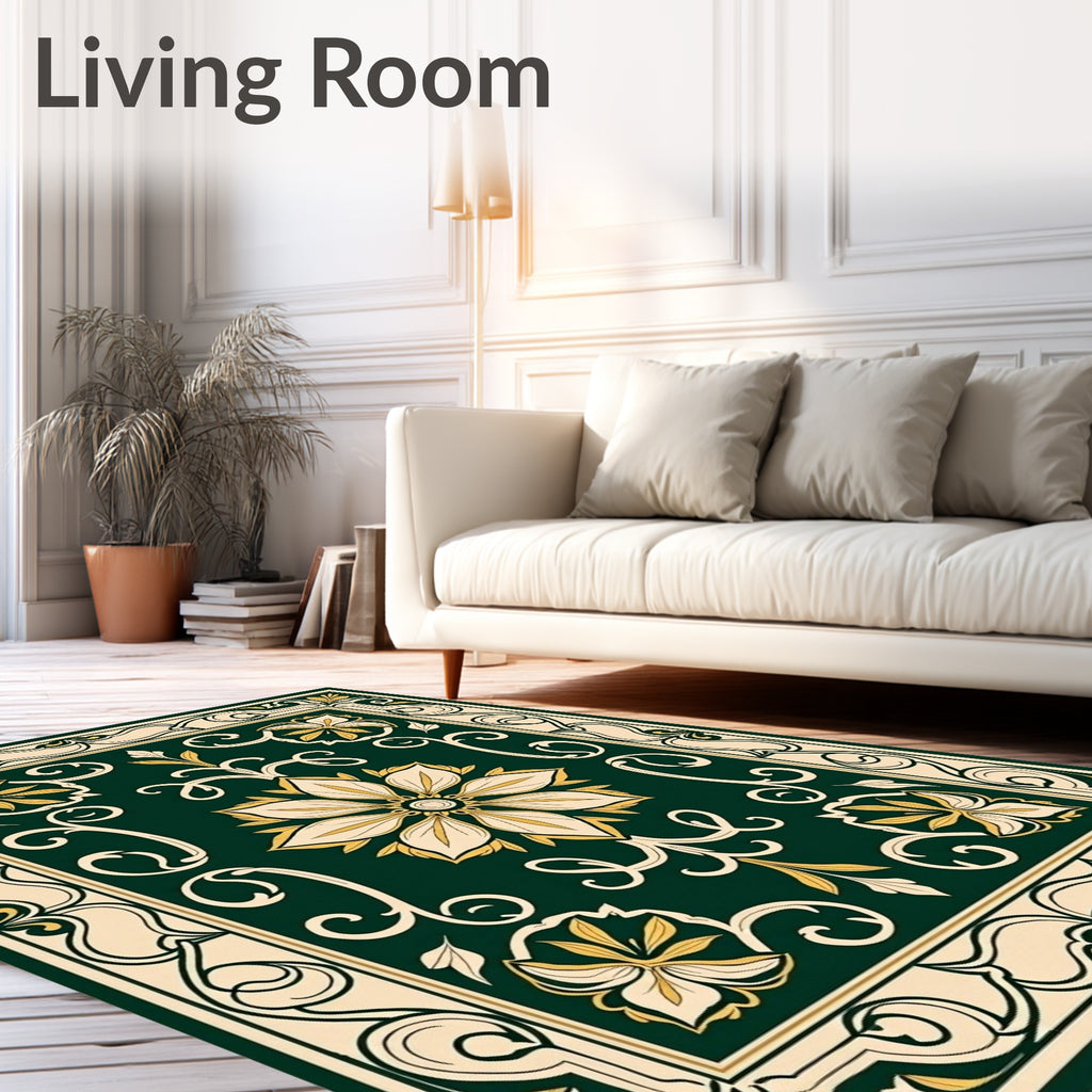Intricate Floral Scrollwork Pattern Rug