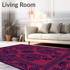 Elegant Dark Blue Floral Swirl Rug