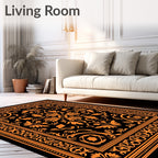Ornate Floral Scrolled Frame Design Rug