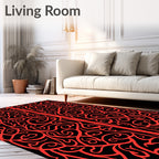 Intricate Red Swirl Pattern Design Rug