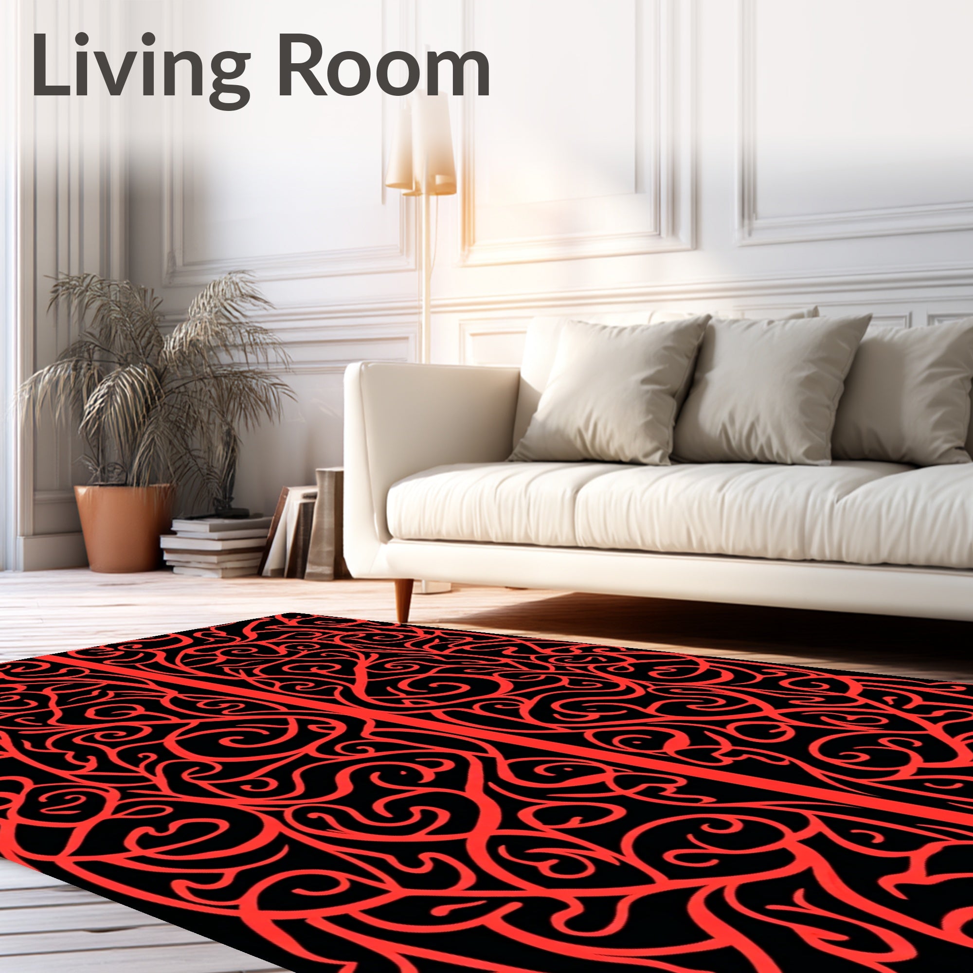 Intricate Red Swirl Pattern Design Rug