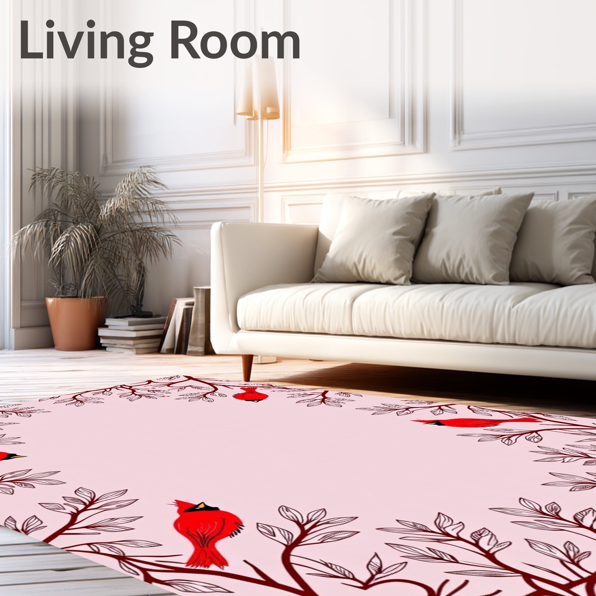 Crimson Cardinal Branch Border Rug