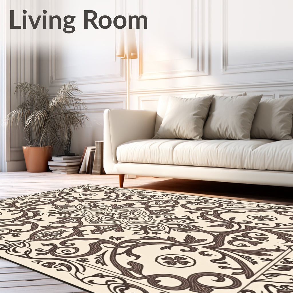 Ornate Floral Scrollwork Pattern Rug