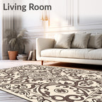 Ornate Floral Scrollwork Pattern Rug