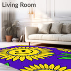 Happy Sunflower Pattern Design Rug