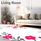 Vibrant Pink Flora Branches Rug