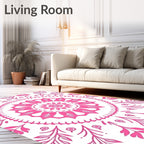 Pink Floral Mandala Pattern Rug