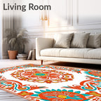 Vibrant Floral Medallion Patterned Design Rug