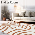 Abstract Swirl Pattern Cream Terracotta Rug