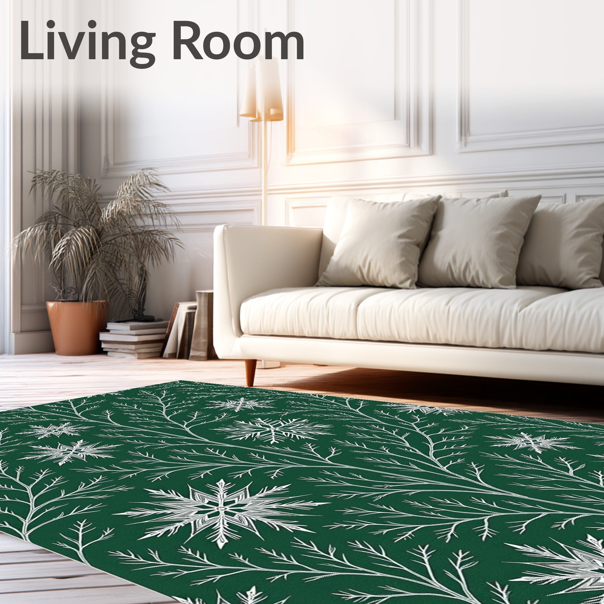 Winter Branch Snowflake Pattern Rug