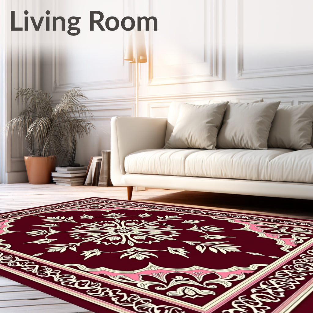 Elegant Floral Medallion Border Rug