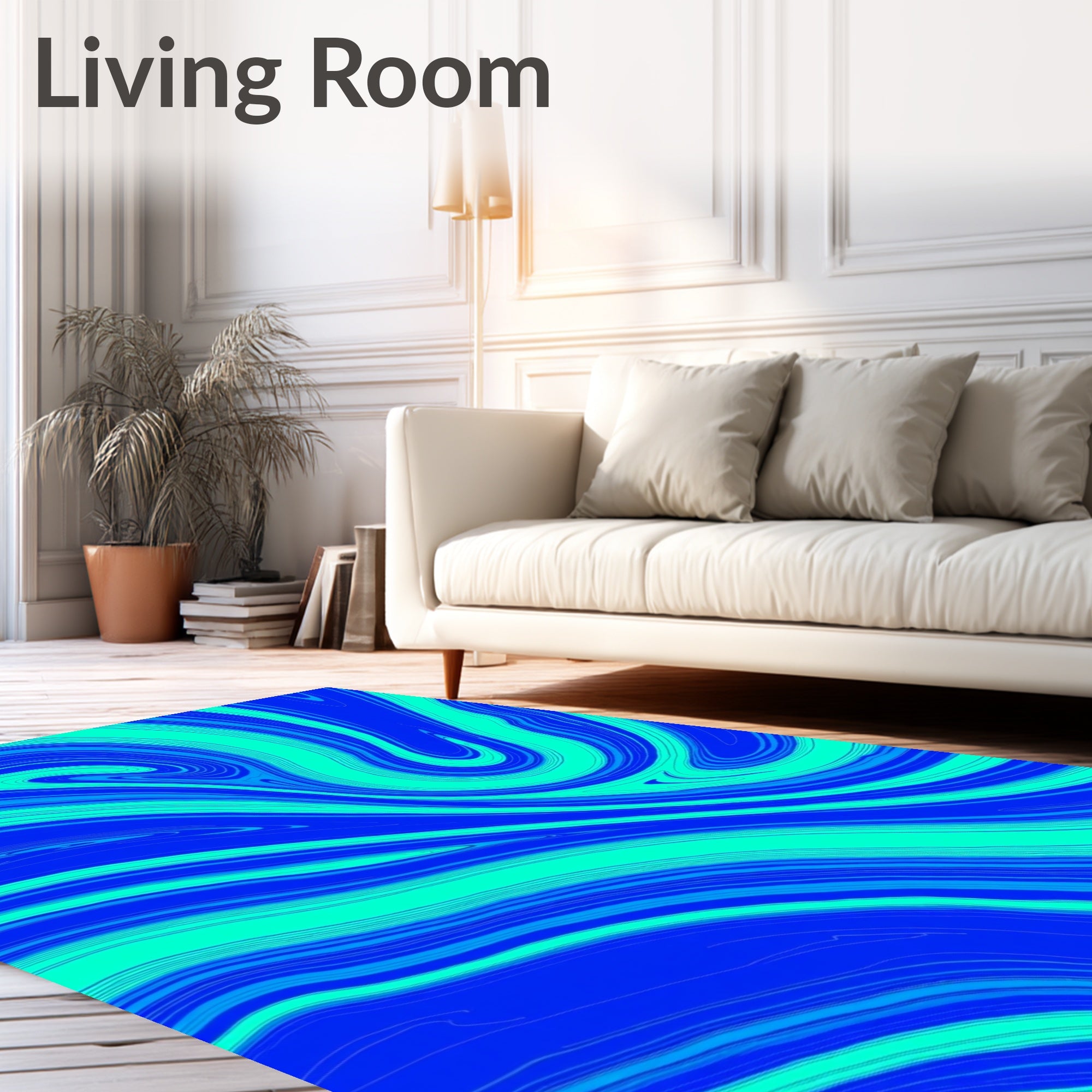 Aqua Blue Swirl Pattern Rug