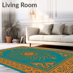 Sunburst With Swirl Border Design Rug