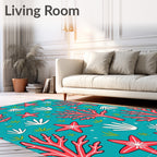 Coral Starfish Shell Ocean Pattern Rug