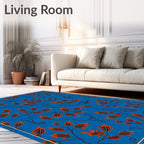 Vibrant Blue Autumn Leaf Branch Rug