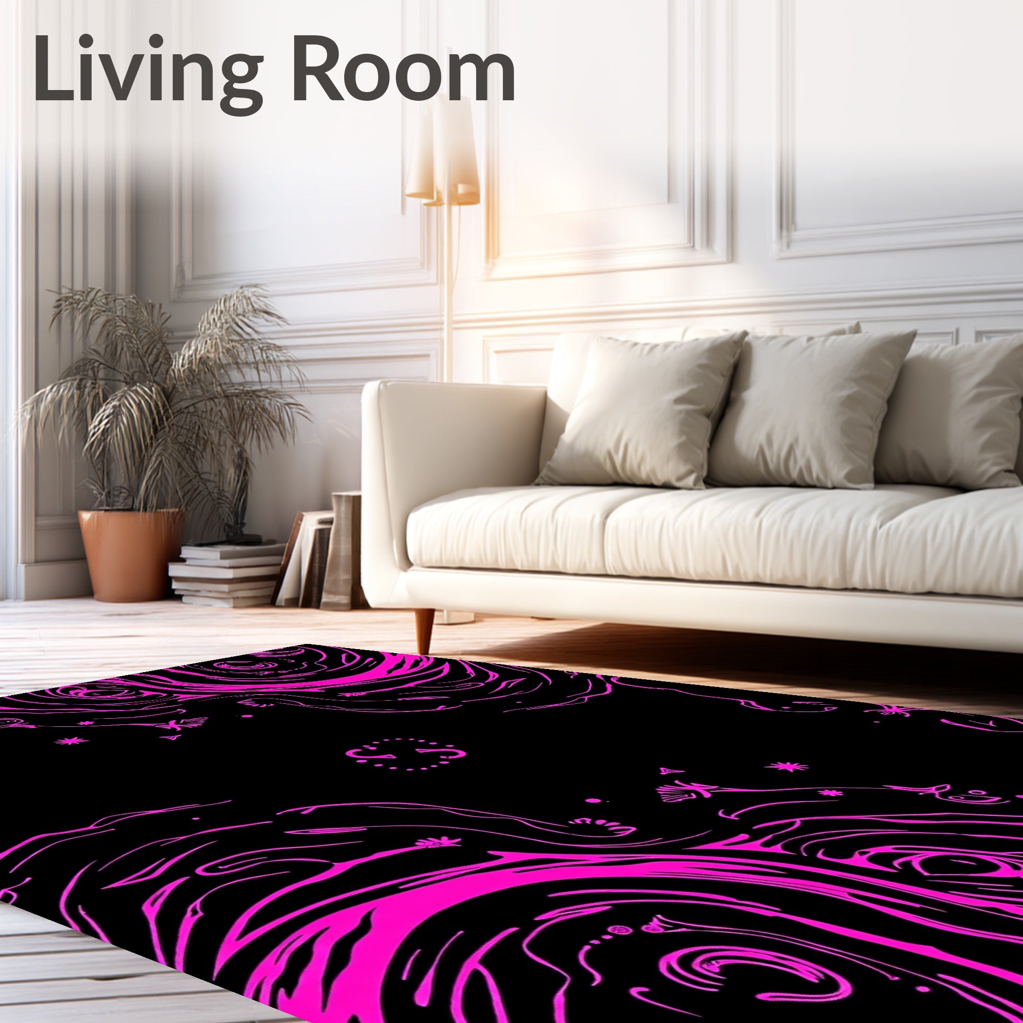 Whimsical Pink Swirls Pattern Rug