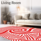 Radiant Red Swirl Stripe Abstract Rug