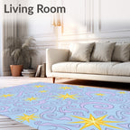 Whimsical Star Swirl Pattern Design Rug