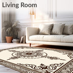 Dark Brown Ornate Scrollwork Design Rug