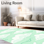 Whimsical Cloud Pattern in Mint Green Rug