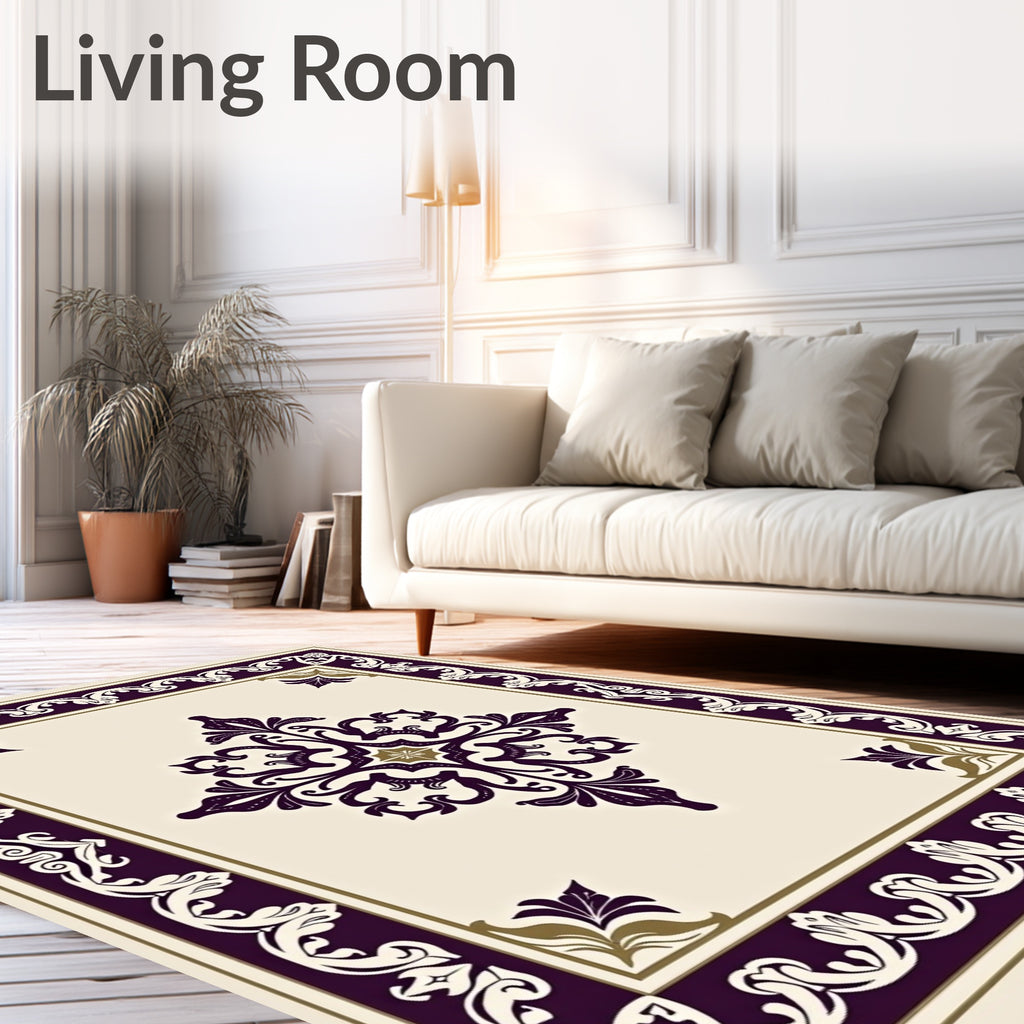 Elegant Floral Scrollwork Motif Rug