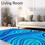 Abstract Blue Green Swirls Rug