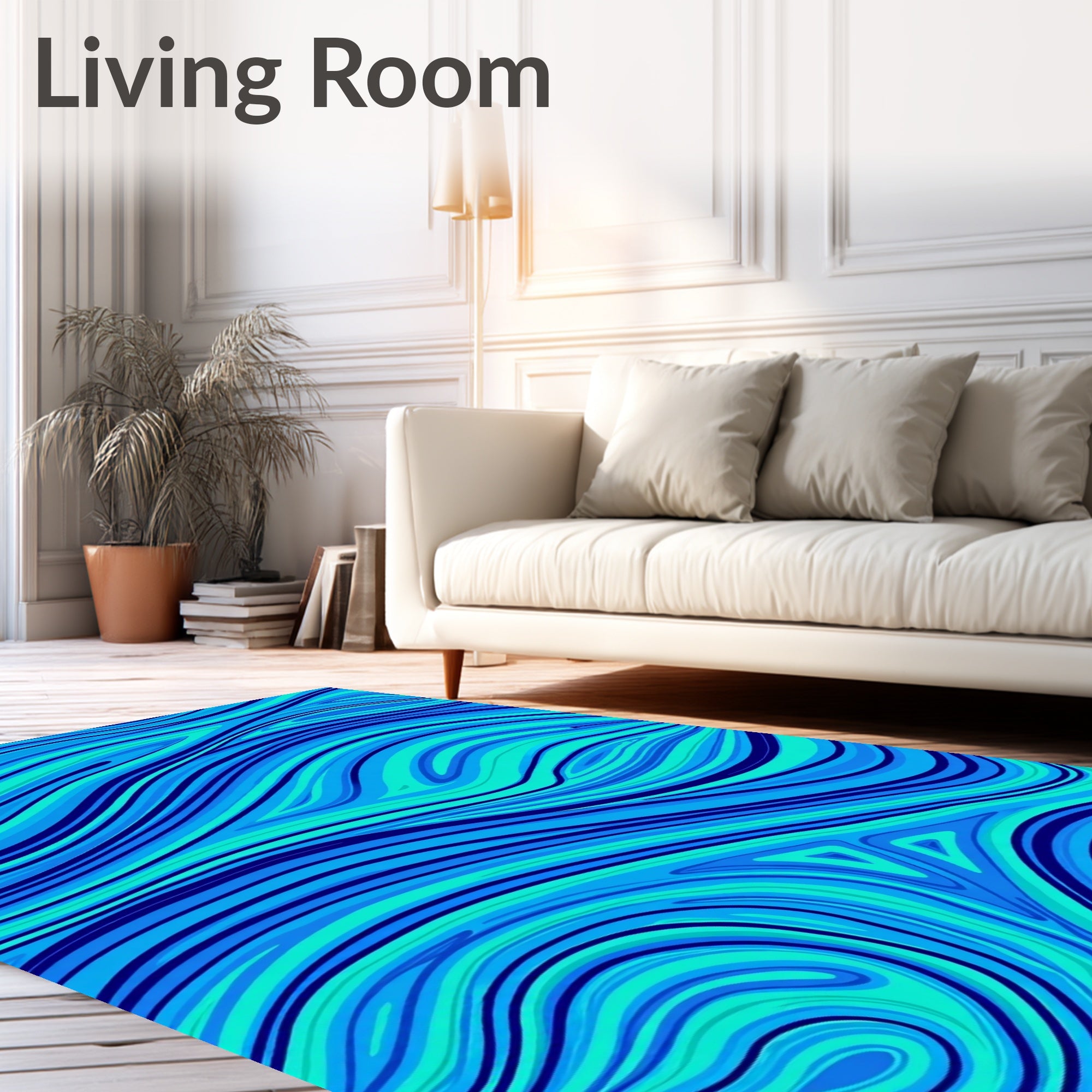 Abstract Blue Green Swirls Rug