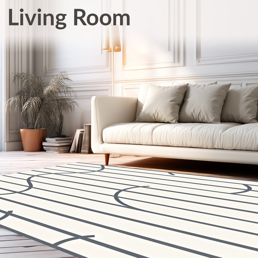 Striking Parallel Lines Curves Pattern Rug