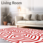 Bold Red Wavy Line Art Rug