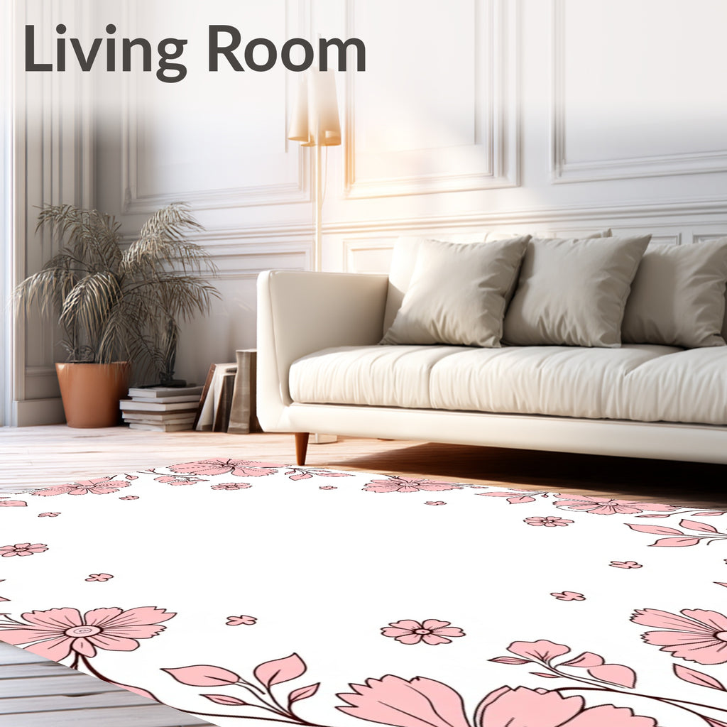 Pink Floral Border Design Rug