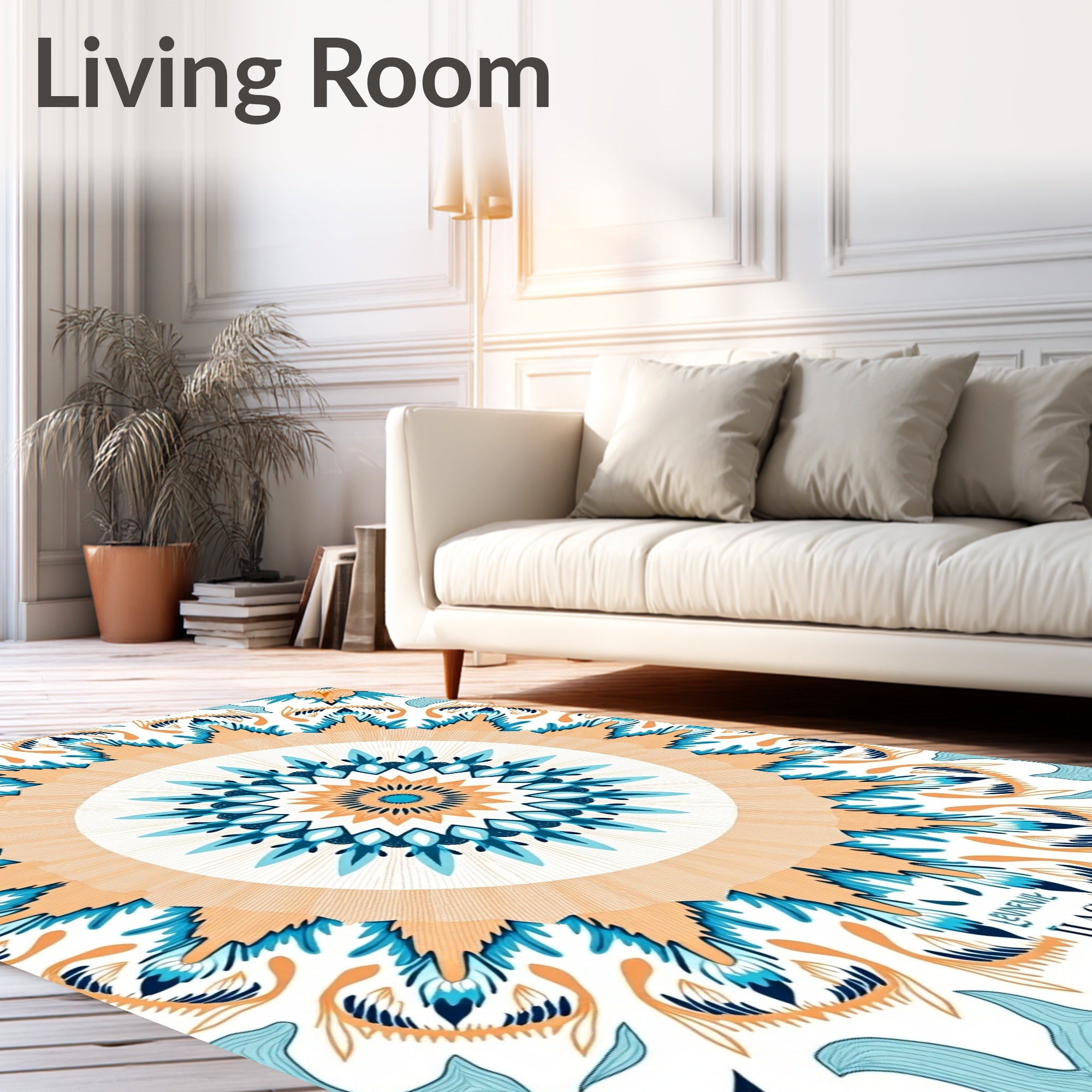 Geometric Floral Mandala Sun Design Rug