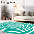 Teal Swirl Curve Pattern Design Rug