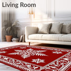 Crimson Snowflake Laurel Frame Rug