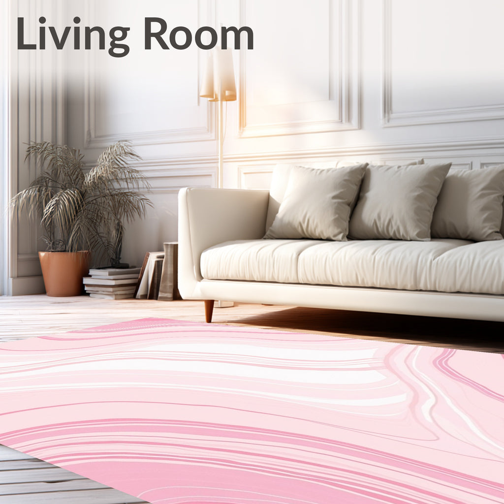 Pink Swirl Abstract Marble Pattern Rug