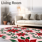 Crimson Red Poinsettia Garden Rug