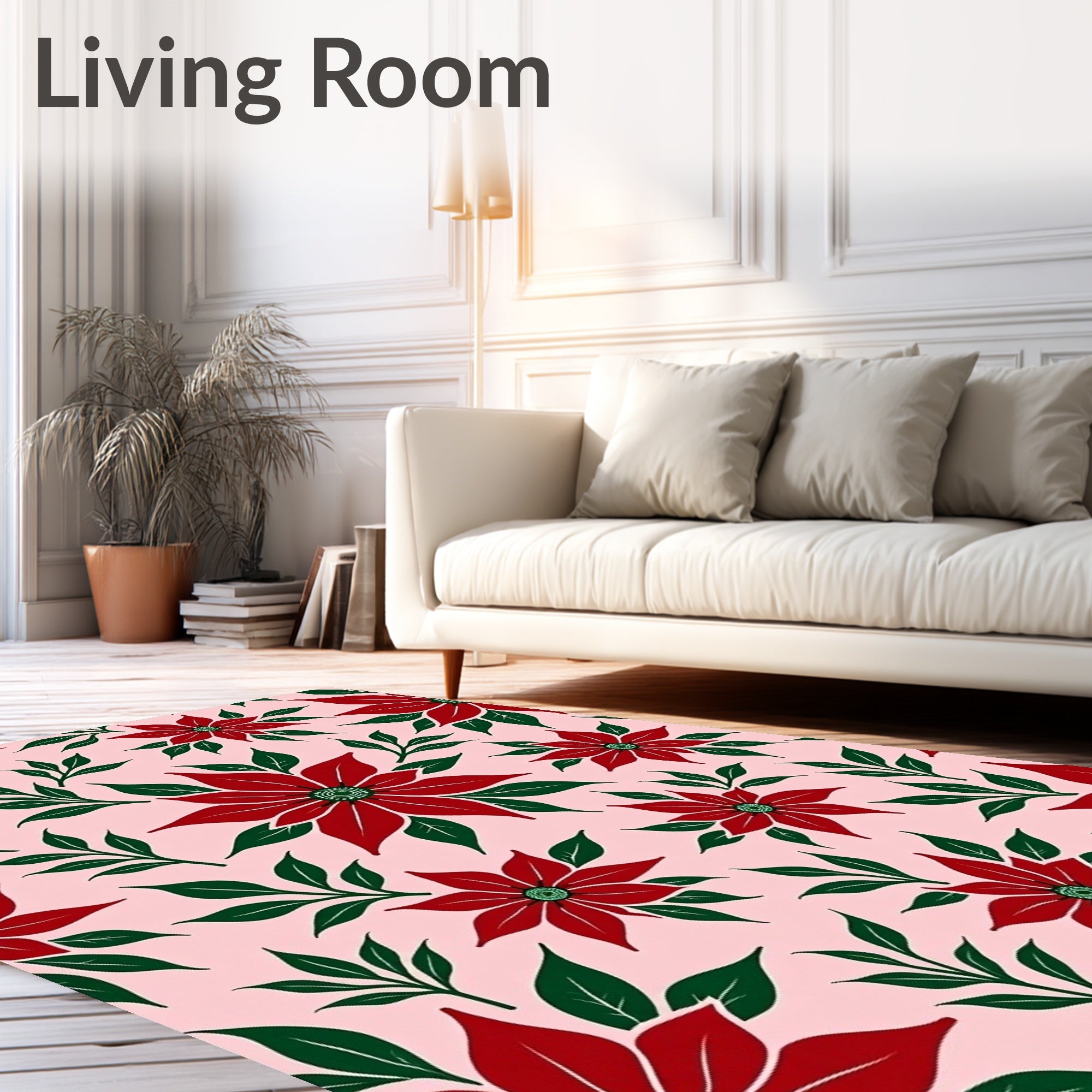 Crimson Red Poinsettia Garden Rug