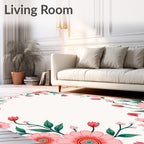 Pink Red Floral Vine Pattern Rug