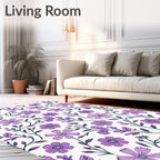 Purple Blossoms With Vines Pattern Rug