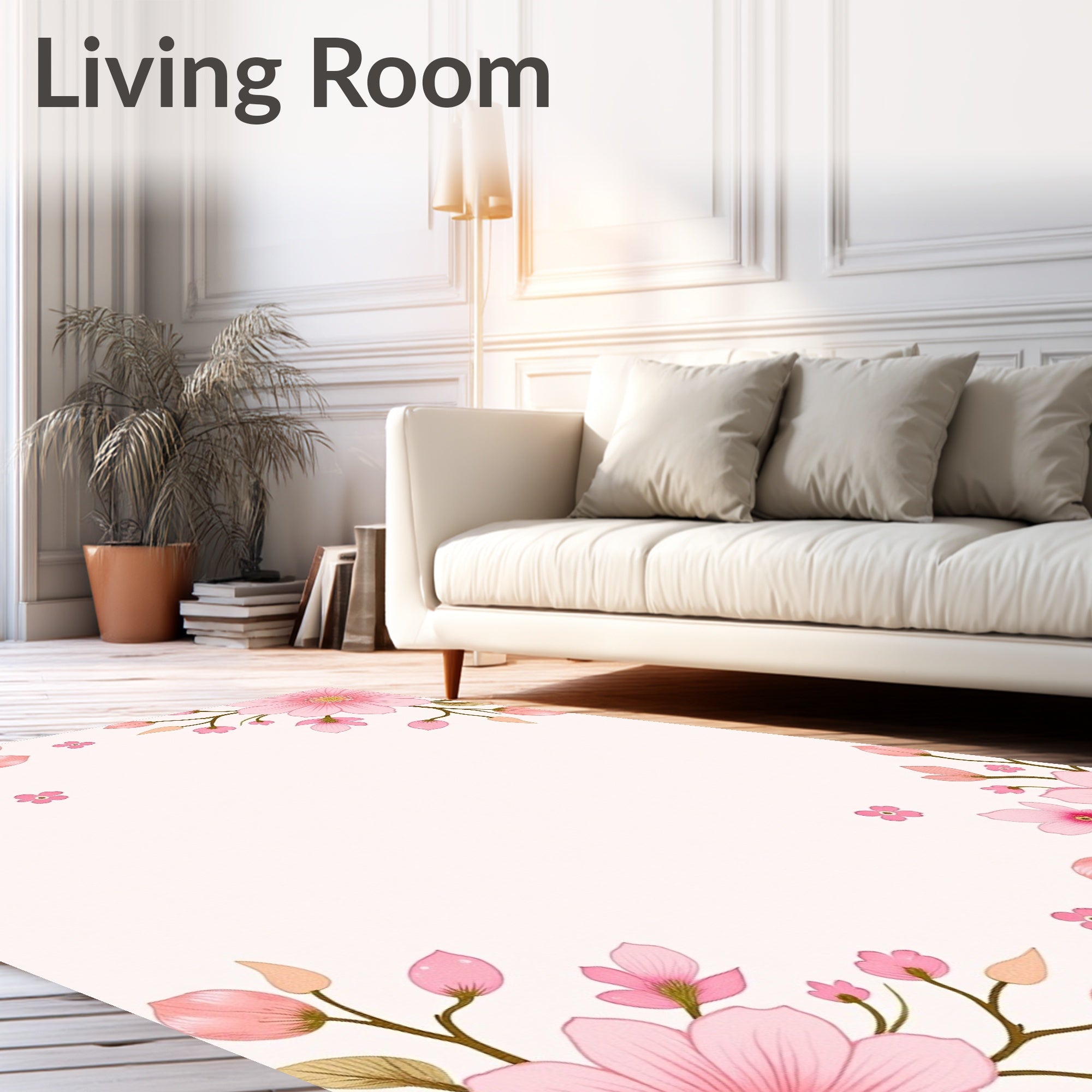 Pink Blossom Floral Pattern Rug