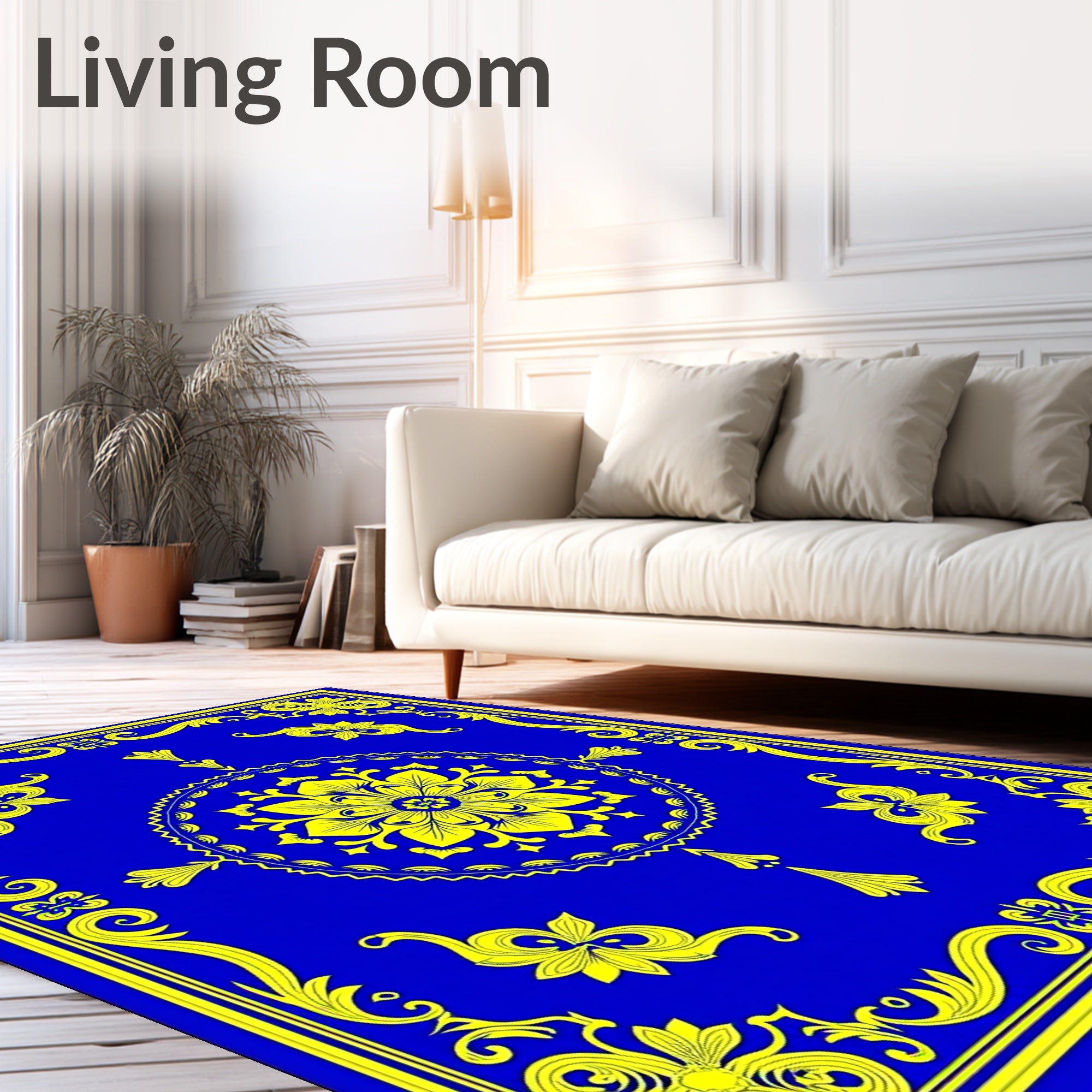 Opulent Floral Scroll Pattern Rug