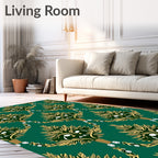 Emerald and Gold Leaf Ornament Rug