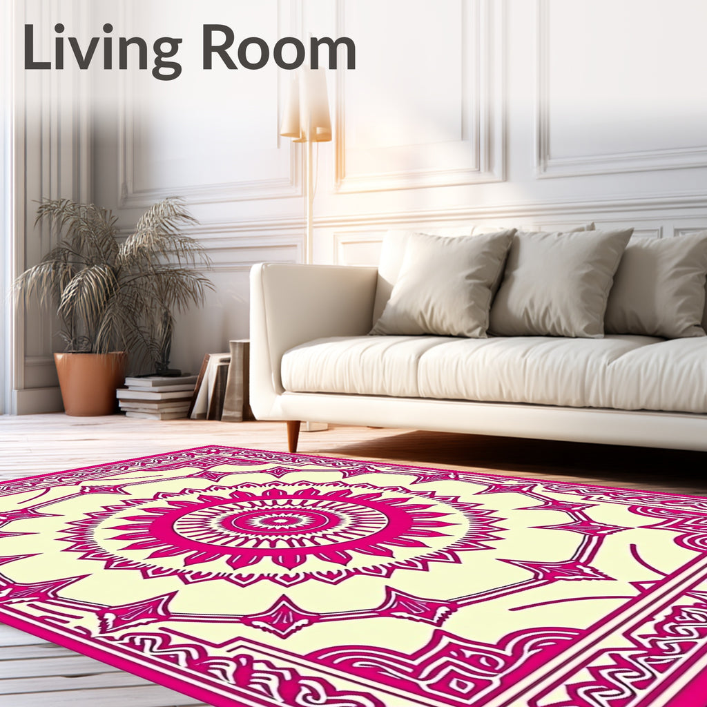 Floral Mandala Geometric Pattern Rug