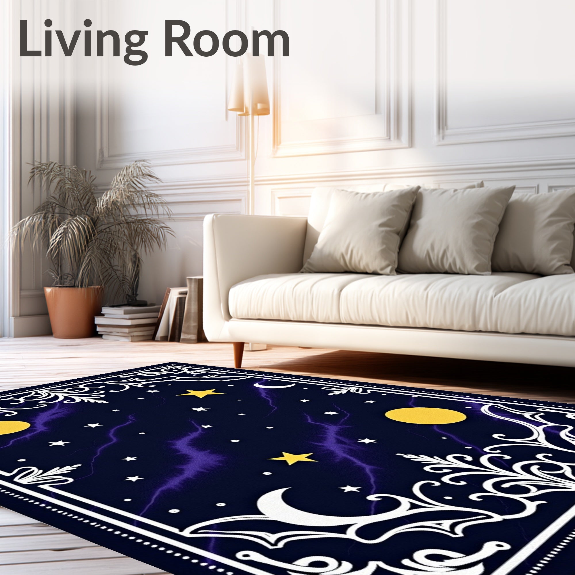 Celestial Night Sky Pattern Rug
