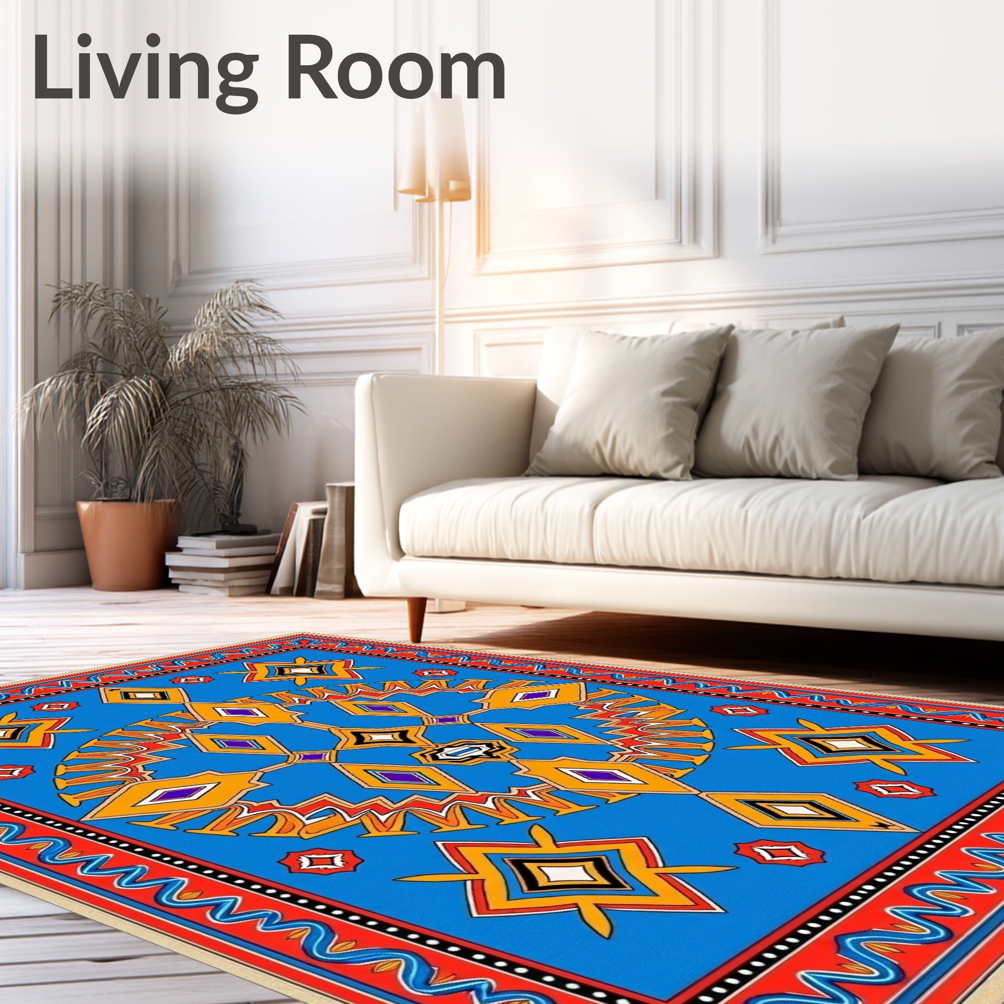 Bold Geometric Diamond Zigzag Pattern Rug