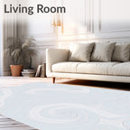 Abstract Swirls Light Blue White Rug