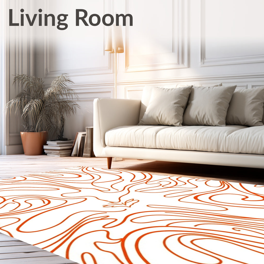 Flowing Orange Abstract Swirl Pattern Rug