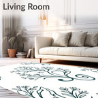 Vine Leaf Swirl Floral Pattern Rug
