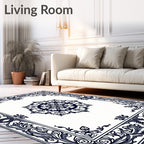 Ornate Floral Mandala Border Pattern Rug