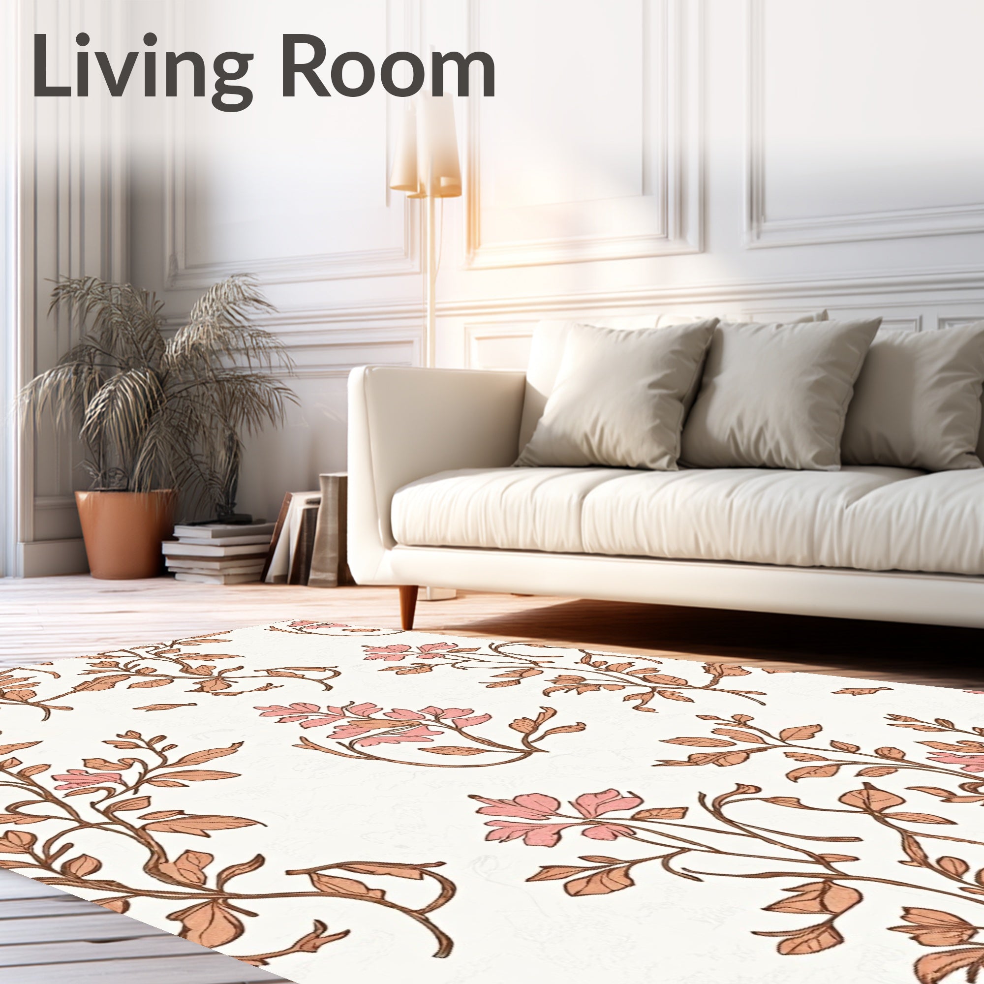 Delicate Floral Branch Pattern Rug