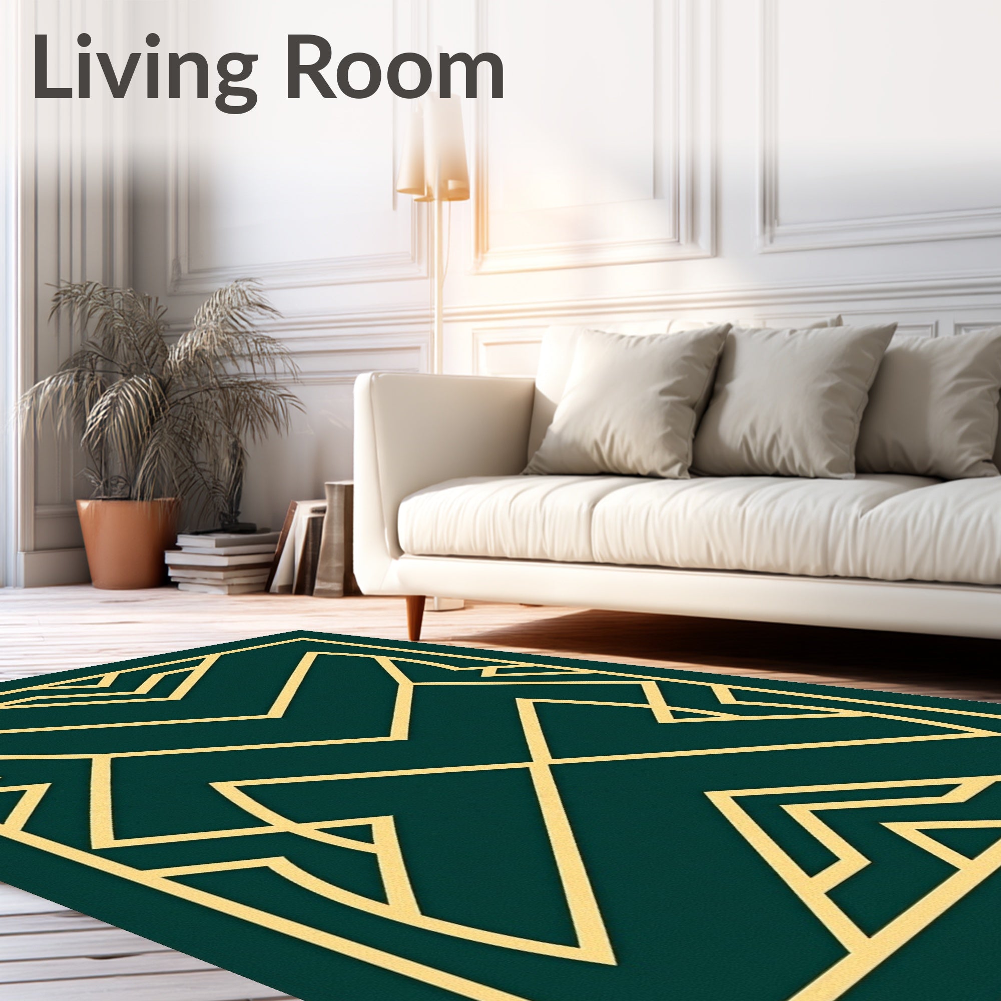 Green Gold Geometric Pattern Design Rug